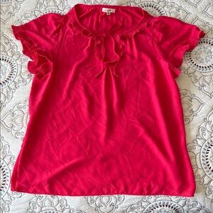 Max Studio Vibrant Pink Ruffled Blouse